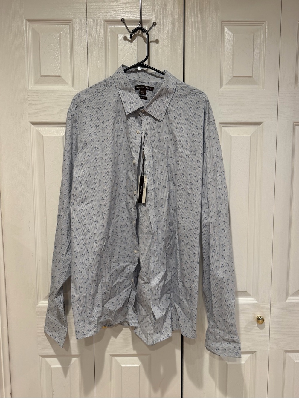 Michael Kors Light Blue Micro Floral Dress Shirt
